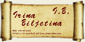 Irina Biljetina vizit kartica